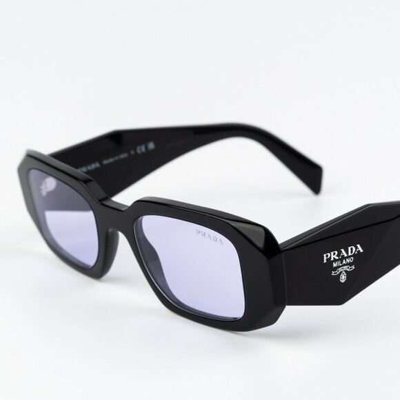 Prada PR17WS 16K40J BRAND NEW Sunglasses Black Violet Rectangle Unisex - Picture 5 of 9